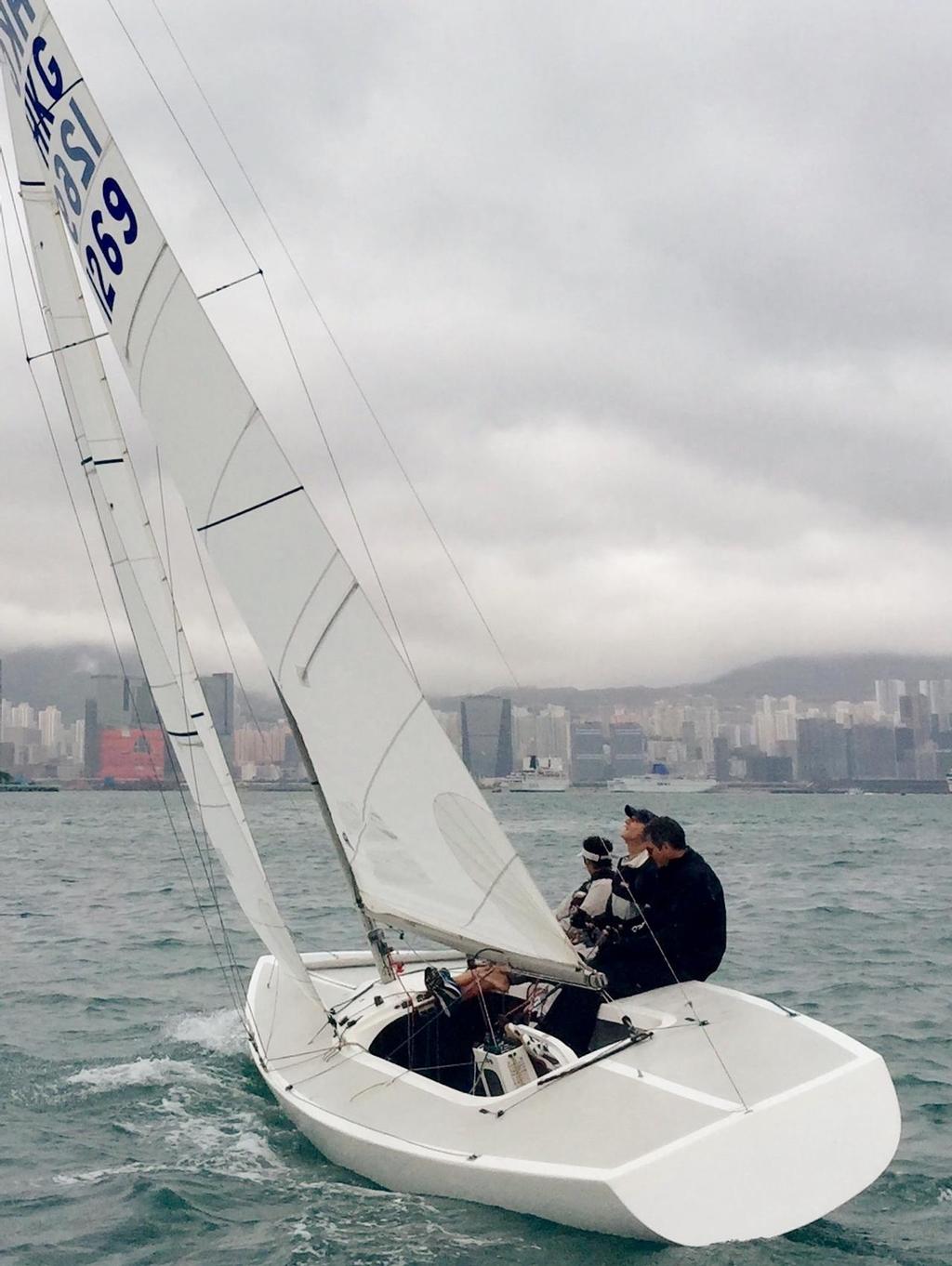Tracey_Johnstone_Etchells Winters. Greg Farrell and team training off Royal Hong Kong Yacht Club. Credit contributed. © Tracey Johnstone
